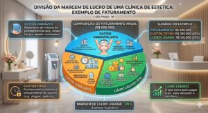 Grafico margem de lucro de uma clinica